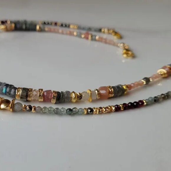 Labradorite, Garnet, and Sunstone Choker Necklaces - Picture 3 of 6